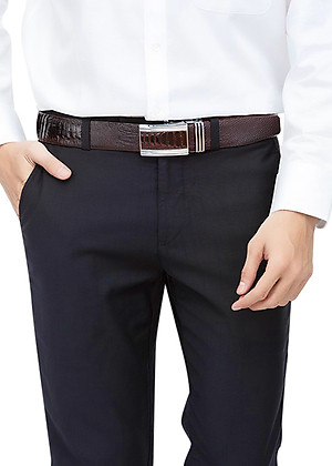 Thắt Lưng Nam Da Đà Điểu Bản Lớn Huy Hoàng HT4418 - Nâu Đất