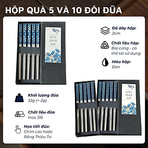 Hộp quà tặng đũa inox 316 DandiHome cao cấp mạ Titanium Plated