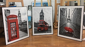 Bộ 3 tranh treo tường trên nền Canvas hiện đại phong cách Bắc Âu trang trí Phòng Khách, Phòng Ăn cỡ 40x60cm