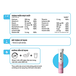 Thực phẩm bảo vệ sức khỏe KUDOS KIDS MULTIVITAMINS PLUS  CALCIUM & D3 (20 viên/tuýp)