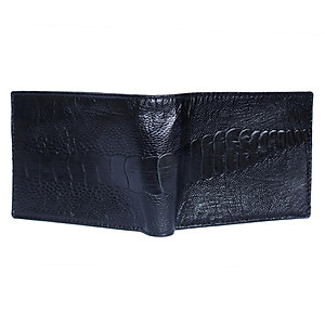 HP2451 - Bóp nam Huy Hoàng da đà điểu da chân 2 mặt da màu đen