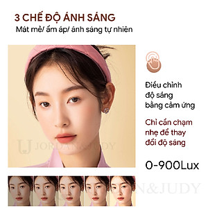 Gương Để Bàn Đèn LED Gương Cảm Ứng Để Bàn Trang Điểm Gương Có 3 Chế Độ Sáng Đổi Màu Sạc USB 23x16cm