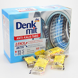 Hộp 60 viên khử mùi hôi, làm sạch lồng máy giặt Denkmit Anti-Kalk-Tabs Đức