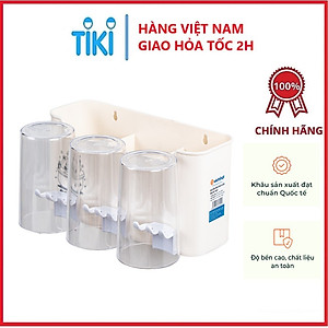 Kệ Để Bàn Chải, Cốc Và Kem Đánh Răng Việt Nhật, Bộ Cắm Bàn Chải 3 cốc - Nhựa Việt Nhật Chính Hãng