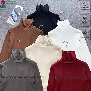 Áo giữ nhiệt nữ Hiền Trần BOUTIQUE cổ lọ dài tay chất vải cotton mềm mại kiểu dáng suông phong cách thanh lịch A14 Women