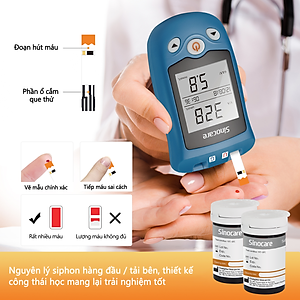 50 Que Thử Axid Uric  ( Bệnh Gút) Dùng Cho Máy Safe AQ UG Sinocare  kèm 50 Kim Chích máu