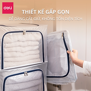 Túi Vải Đựng Quần Áo, Chăn Ga Gối Màn Gấu Bông, Sách Vở Khéo Khoá Deli - Hộp Vải Đựng Đồ Đa Năng Khung Thép Chịu Lực Cao Cấp - Nhiều Size Kích Cỡ Lớn Nhỏ