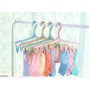 Móc treo có kẹp 8 chiếc giúp phơi khăn tay, tất, găng tay, khăn len... rất tiết kiệm diện tích - nội địa Nhật Bản 