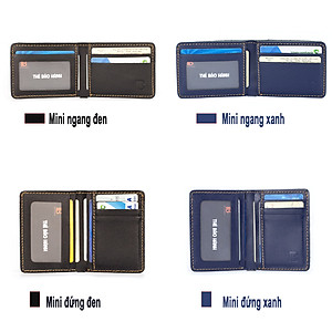 Ví da nam, bóp da nam mini Bụi Leather V115 - Da bò Nappa cao cấp - Bảo hành 12 tháng