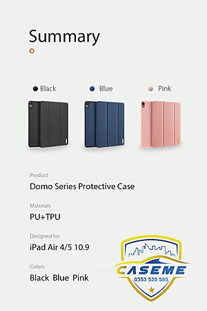 Bao da dành cho iPad Air 4/ Air 5 M1 10.9 inch 2022 hiệu Dux Ducis Domo có khay để bút, bảo vệ camera, chống sốc, cao cấp - Hàng nhập khẩu.