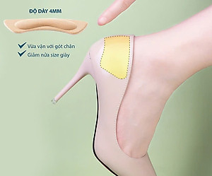 Bộ 2 cặp lót giày 4D bảo vệ gót chân và chống tuột gót giày (loại bầu) 1 CẶP KEM VÀ 1 CẶP ĐEN