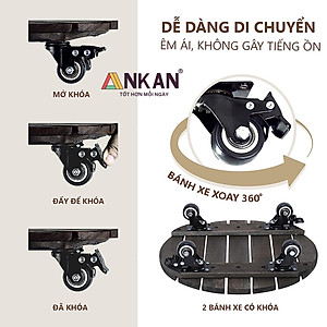 Đế Lót Chậu Cây Có Bánh Xe Cao Cấp ANKAN, Tròn Màu Xám Đen R35cm, Tải trọng 150 Kg, Di Chuyển Chậu Cây Êm Ái, Không Ồn
