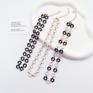 Dây chuyền vòng cổ mix hoa hạt ngọc trai nhỏ xinh đẹp choker ngọc trai sang chảnh sexy nữ tính