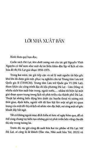 Sách Đà Lạt Bên Dưới Sương Mù