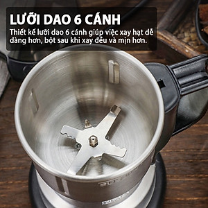 Máy xay hạt khô, xay bột, gia vị cà phê đa năng, công suất 300w, 6 lưỡi dao cực bén, chất liệu cối inox, bảo hành 12 tháng - FOOD - Hàng chính hãng DoDoDios