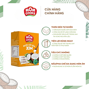  Combo 2 Hộp Nước Cốt Dừa Mom Cooks 200ml/Hộp