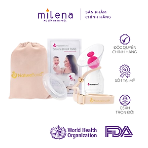 Cốc Hút Sữa Silicon NatureBond Chính Hãng Hoa Kỳ, số 1 tại Anh, Canada + Nút chặn chống đổ sữa, túi nhung cao cấp