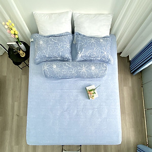 Bộ ga giường  KBedding by Everon KMTP 111 Microtencel Xanh in hoa (4 món)