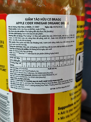 Giấm Táo Hữu Cơ Bragg Nhập Khẩu Chính Hãng Từ Mỹ