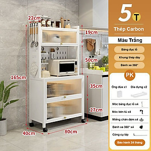 Tủ Bếp Đa Năng Nắp Đậy 5 Tầng Tối Ưu Không Gian Lưu Trữ Kệ Để Lò Vi Sóng Thông Minh