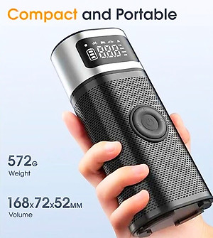 Máy Bơm Lốp Không Dây Công Suất Lớn 150PSI 9A 96W Vỏ Hợp Kim Nhôm Kiêm Sạc Dự Phòng Powerbank Tự Động Ngắt Khi Đủ Hơi