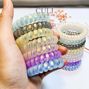 Dây cột tóc lò xo co giãn, nhựa dẻo xoắn nhiều màu xinh xắn - Culi accessories