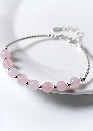 Vòng tay bạc đá thạch anh hồng mệnh hỏa, thổ - Ngọc Quý Gemstones