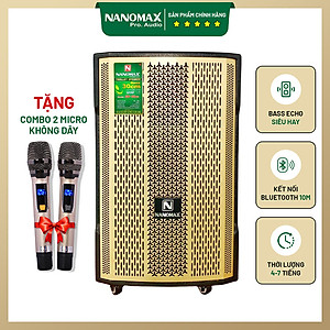 Loa Kéo Karaoke Công Suất Lớn Nanomax SK-12X2 Tặng Kèm 2 Micro Không Dây Kết Nối Bluetooth Đọc Được Usb Thẻ Nhớ Hàng Chính Hãng