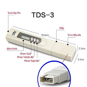 Bút TDS thử nước sạch, Dụng cụ kiểm tra chất lượng nước, độ cứng của nước - Hàng Chính Hãng