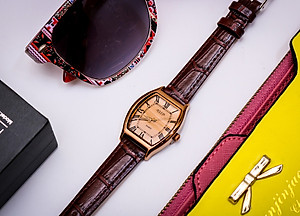 Đồng Hồ Nữ Julius Hàn Quốc JA-703LD Cổ Điển Dây Da Màu Nâu