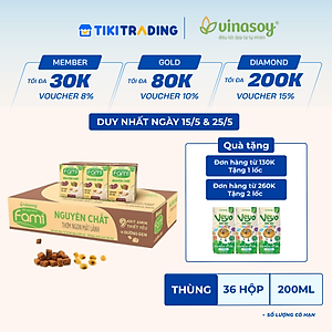 Thùng Sữa Đậu Nành Vinasoy Fami Nguyên Chất Vị Đường Đen (200ml x 36 Hộp)