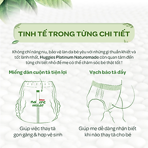Tã/Bỉm dán sơ sinh Huggies Platinum NatureMade - Gói Super Jumbo S82/ NB60 - Hàng chính hãng