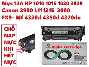 Hộp mực Dành Cho máy in Canon LBP 2900, 3000 - 12A / HP LaserJet - 1010/ 1012/ 1015/ 1020/ 1018/ 1022/ 1022n/ 1022nw- Hàng chính hãng Alpha Cartridge 