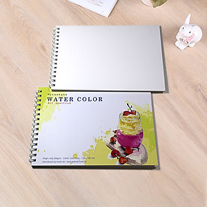 Sổ vẽ chuyên dụng A5 dòng cao cấp từ Ý, có vân màu trắng sang vẽ đẹp chì và màu nước lên màu giữ được độ trong, giấy dày định lượng 260gsm 15 tờ Green Art - Hàng chính hãng