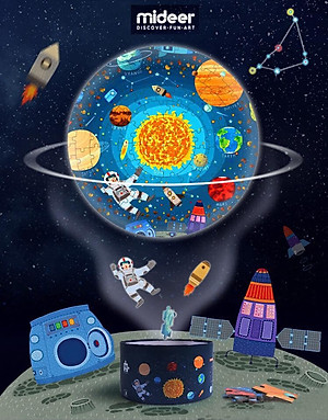 Đồ Chơi Xếp Hình Puzzle MIDEER Dạng Hộp Tròn - 04 Chủ Đề Khu Rừng, Vũ Trụ, Động vật và Đại dương (150 Mảnh Ghép)