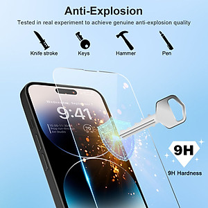 Miếng dán kính cường lực dành cho iPhone 14 Pro / 14 Pro Max hiệu HOTCASE HBO (độ cứng 9H, mỏng 0.3mm, vát 2.5D, độ trong chuẩn HD) - hàng nhập khẩu