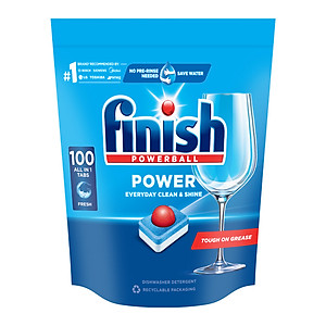 Viên Rửa Chén Bát Hương Chanh Finish Powerball Power All In 1 Max - Túi 100 viên siêu tiết kiệm