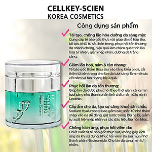 Kem Dưỡng Trắng Da Tế Bào Gốc Hàn Quốc Cấp Ẩm Xóa Nhăn Phục Hồi Trẻ Hoá Da Và Chống Lão Hoá Cellkey-Scien White Cream (30g)