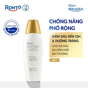 Kem chống nắng Skin Aqua dưỡng trắng, kiểm dầu, dùng hàng ngày dạng sữa Sunplay Skin Aqua Clear White Eco Việt Nam SPF50, PA++++ 55g