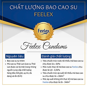 Bao cao su Feelex Superthin siêu mỏng, nhiều gel bôi trơn, hương thơm - Hộp 30bcs