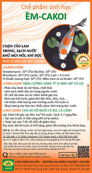 EM - Chế phẩm sinh học Xử Lý Nước Hồ Cá Koi, Cá Cảnh - Khử mùi hôi tanh - Phân hủy cặn bã hữu cơ dư thừa - Giảm độ đục, làm trong nguồn nước