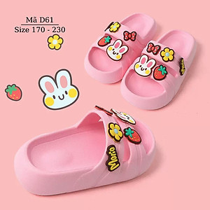 Dép Mario cho bé gái 4 - 12 tuổi thỏ hồng xinh xắn dễ thương đế EVA siêu nhẹ chống trơn trượt thời trang trẻ em mùa hè D61
