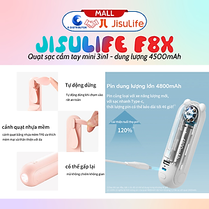 Quạt cầm tay mini JisuLife F8X 4500mAh - Tích hợp Sạc dự phòng, Đèn pin - Hàng chính hãng