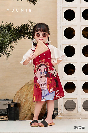 Đầm váy sườn xám áo dài cho bé gái mẫu phiền nương diện lễ tết năm mới size 9-30kg hàng thiết kế