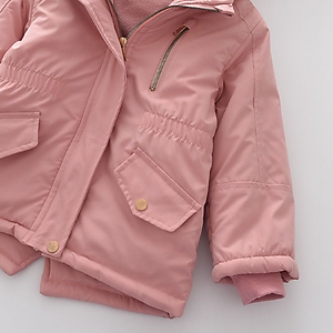 Áo khoác cho bé gái 4-14 tuổi bên trong lót lông mũ có tai chất liệu vải cao cấp