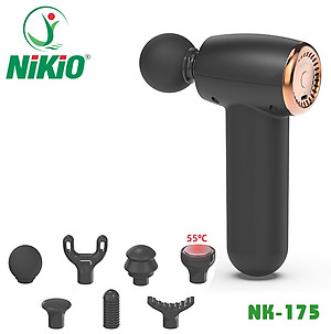 Súng (Máy) Massage Cầm Tay Nikio NK-175 - Dòng Siêu Mini Nhỏ Gọn Tiện Lợi, 7 Đầu Mát xa Thay Đổi, Có Đầu Nhiệt Nóng 55 Độ C Hỗ Trợ Giãn Cơ Chuyên Sâu, Làm Giảm Đau Nhức Cơ Bắp Hiệu Qủa - Dòng Pin Sạc
