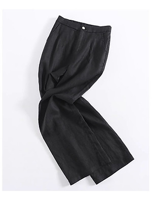 Quần ống rộng nữ, chất liệu Đũi Xước, mềm mịn, dày dặn, mặc mát, quần kiểu nữ form rộng rãi, thoải mái Nesa Shop QT10