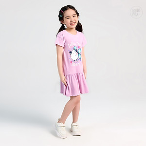 Đầm Hè Cho Bé Gái Miss Meow Tới Size Đại. Váy Cotton Thun Trẻ Em Bèo Gấu In Hình Cá Nhỏ 3-11 Tuổi
