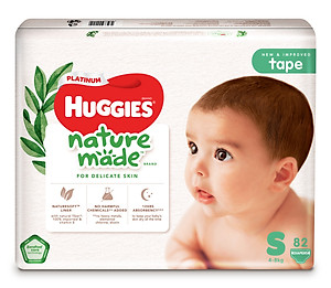 Tã Dán Siêu Cao Cấp Huggies Platinum Naturemade S82 (82 Miếng)