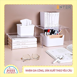 Kệ livestream, Kệ mica chữ U trong suốt để đồ đa năng, Kệ trưng bày mica 3 mặt uốn Enter TB132 200x80x120mm mica dày 3mm (20)